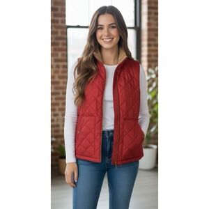Ralph Lauren Vest Womens Medium Red Dry Goods Equestrian Quilted Vest Jacket
